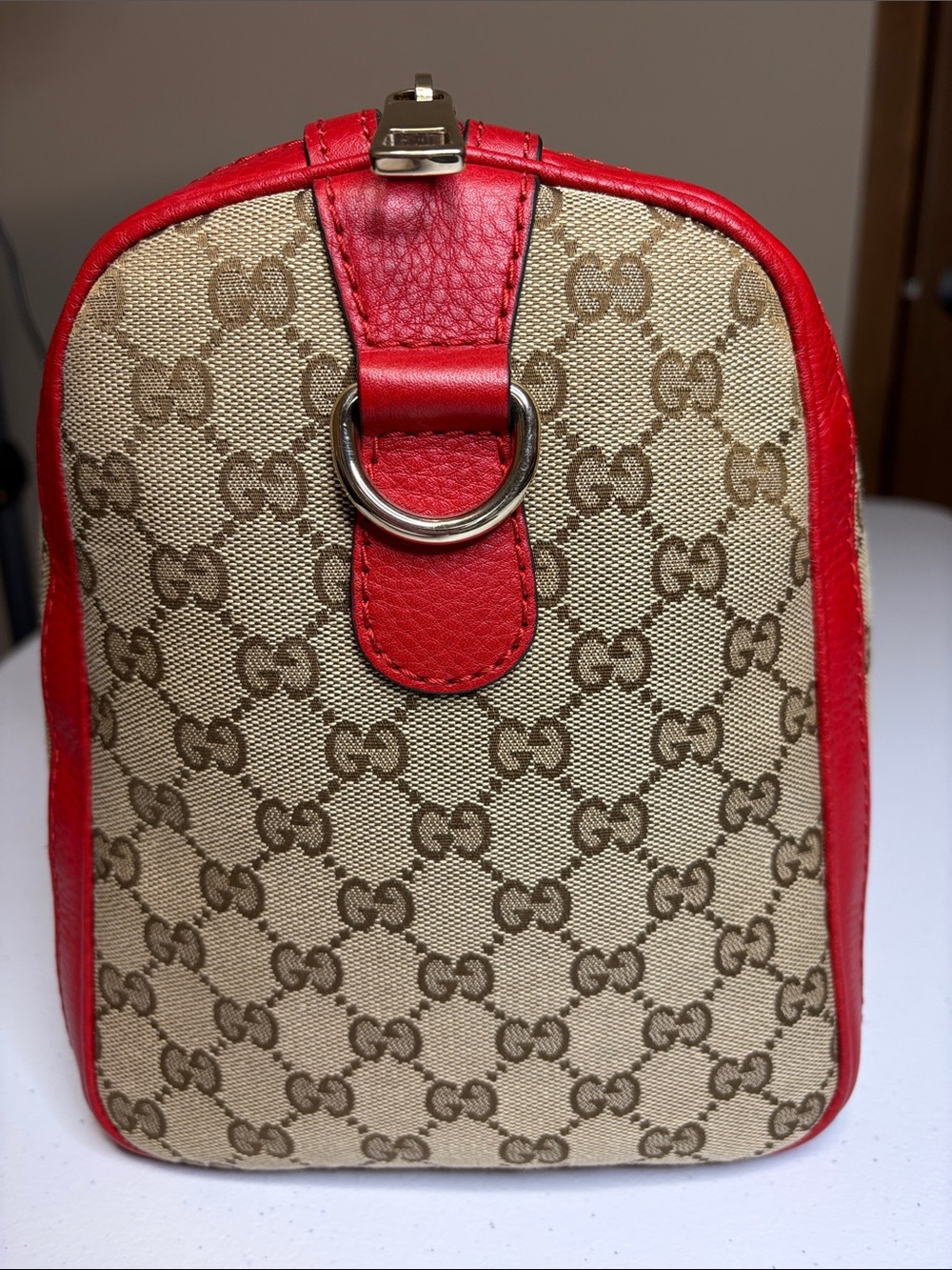 Gucci GG Supreme Web Boston Bag Leather Trim | No Strap - Picture 5 of 16